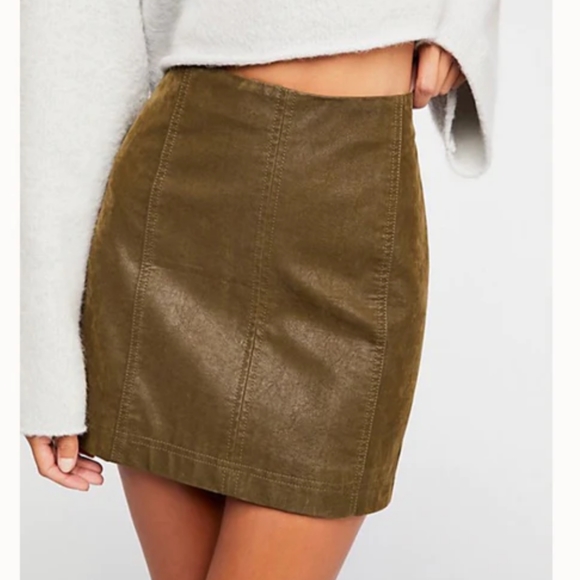 Brown Suede Free People mini skirt - Picture 1 of 6